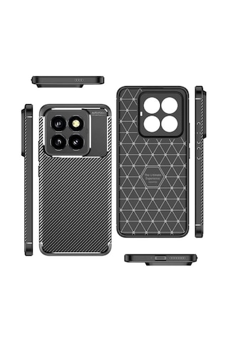 Xiaomi 14t Pro Kılıf Lens Karbon Tasarım Korumalı Silikon Kapak
