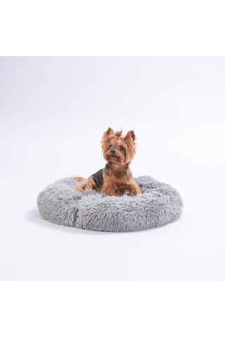 Gri Donut Köpek Yatağı Kedi Yatağı Simit Yatak Anti-stress Pet Yatağı Peluş Yatak M