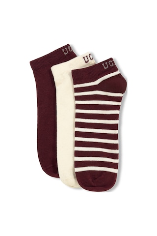 Ucla Lıoren 3'lü Bordo Kısa Jakarlı Pamuk Standard Fit Unisex Çorap