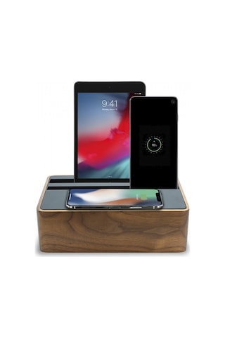 Alldock Wireless Kablosuz Şarj Standı - Ceviz/Siyah