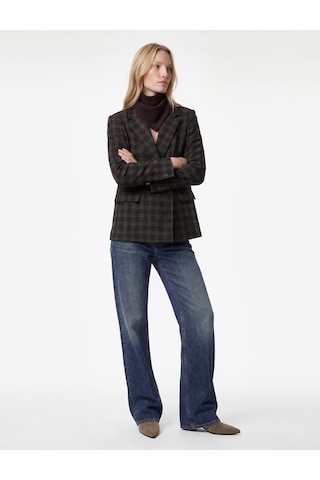 Koton Koton X Melis Ağazat - Uzun Kollu Kruvaze Cepli Ekose Oversize Blazer Ceket Antrasit Ekose 6wak50035ew Antrasit Ekoseli