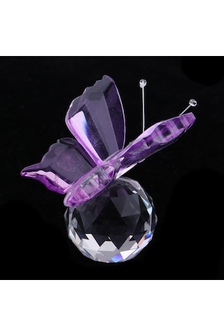 Pazly Uçan Top Süsleme Mor Kristal Kesim Kelebek Homyl Heykelcik Cam Wg