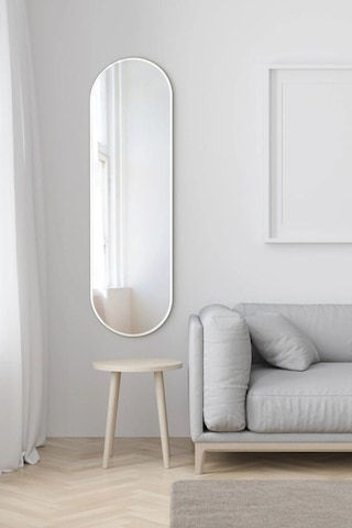 Model Alfa Dekoratif Ayna Duvar Aynası Boy Aynası Mdf 180cm X 62 Cm Elips Ayna Beyaz