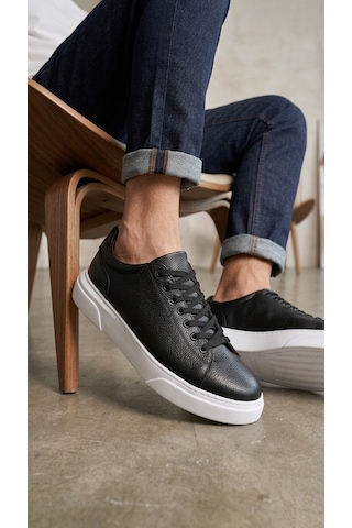 Beybun Blf-010 Erkek Sneaker Günlük Casual Spor Ayakkabı Siyah Beyaz Taban