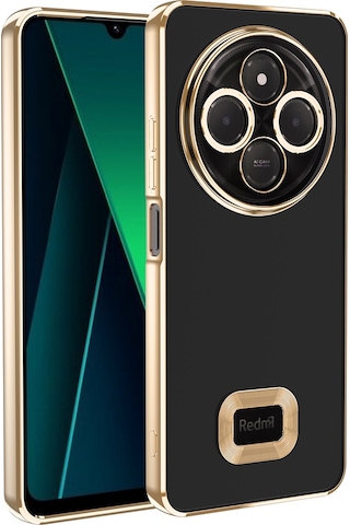 Xiaomi Redmi 14c 4g Kılıf Kamera Korumalı Logo Gösteren Zore Omega Kapak Siyah