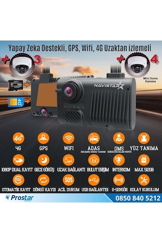 4 Kameralı 4g Gps Wifi Acil Durum Butonu Dahil Pratik Montaj Kamera Seti