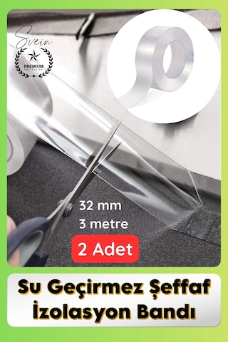 Sızdırmazbant 2 Adet Su Geçirmez Şeffaf İzolasyon Bandı Tezgah Lavabo Kenar Tamir Güçlü 38mm X 3m