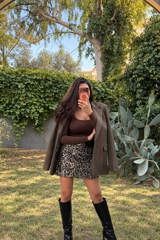 Byemelika Haki Süet Dokulu Oversize Kadın Blazer Ceket