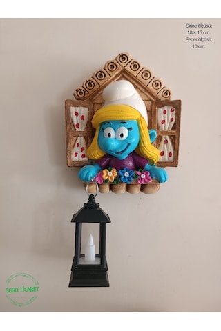 Fenerli Şirine Figürlü Pilli Duvar Dekoru Süsü - Hediyelik Gece Lambası 18x15 Cm Siyah -