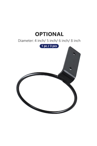 Tenfowee 8 İnç Duvara Monte Çiçeklik Halkası - 3'lü Set, Demir Yapı, Siyah Renk, Dikey Alan Kullanımı İçin İdeal Siyah