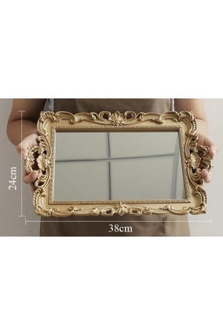 1 Adet Vintage Plastik Dekoratif Cam Ayna Tepsi Meyve Takı Ekran Depolama Plakası Ev Masaüstü Süsler Depolama Tepsileri Ahşap - Kırmızı