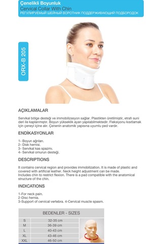 Ortopedik Çenelikli Boyunluk Boyun Ve Boyun Sabitleyici Orx -b205 2XL