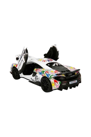 1:32 Sesli Ve Işıklı Rmz Hobby Keith Haring Serisi Die Cast Çek Bırak Model Araba - Beyaz Mclaren 60