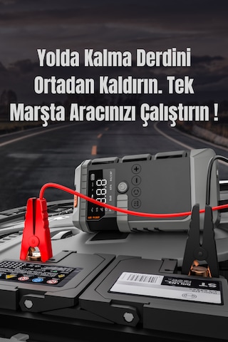 Auhma A7711 Akü Takviye Cihazı 4'ü 1 Arada Powerbank, Hava Kompresörü, Lcd Ekran, 12.000mah 150psı