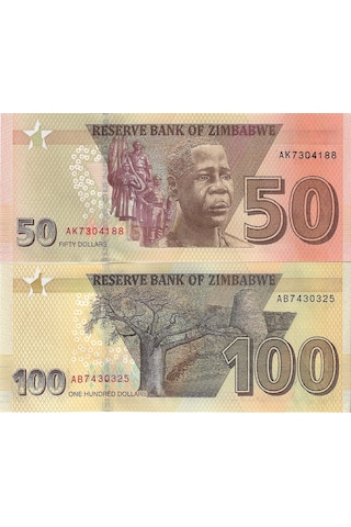 Zimbabwe 2020 Yılı 50 Ve 100 Dolar Yabancı Kağıt Para Çil Unc Koleksiyon Para