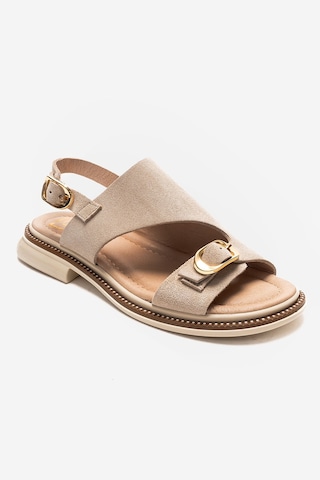 Luvishoes Cruel Bej Süet Hakiki Deri Kadın Sandalet