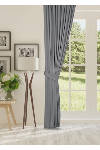 Cheap's Home Petek Dokulu Kadife Dokuma Seyrek 1 X 2 Pileli Fon Perde Açık Gri