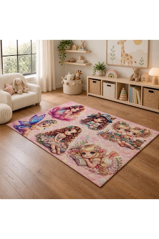 Kartela Halı Peri Masalı Kaymaz Taban Çocuk Oyun Halısı - 120 X 180 Cm Çok Renkli