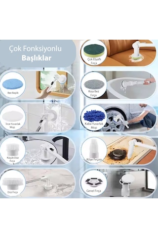 K500 Çok Amaçlı Şarjlı Elektrikli Temizlik Fırçası Uzayabilir Gövde, Zengin Başlık Seti, Ipx6 Su Geçirmezlik