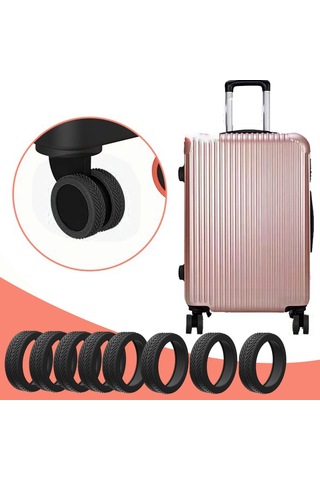 Homyl 8 Adet Bagaj Bavul Tekerlekleri Yumuşak Açık Siyah Siyah