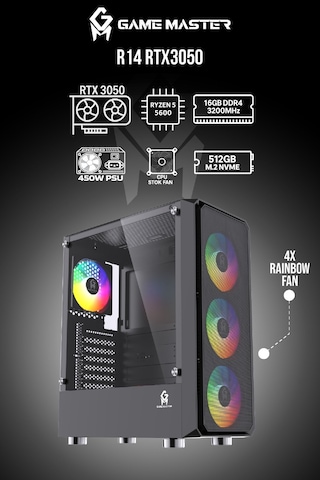 Game Master R14 R5-5600 16 GB 512 GB M2 SSD RTX3050 Free Dos Masaüstü Oyuncu Bilgisayarı