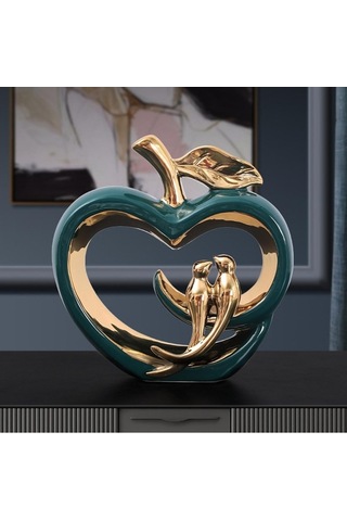 Opulentliving Türk Modern Seramik Meyve Heykeli, 22.5x23cm, Altın Kuşlar, Ev Dekorasyonu, Mükemmel Hediye 22.5cmx23cm