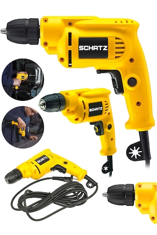 Schatz Profesyonel 580w Bakır Sargılı 10mm Metal Şanzıman Elektrikli Matkap Sarı
