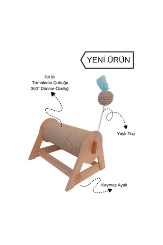 Kedi Tırmalama Tahtası - Yatay & Dönebilen - Yaylı Top Eklenmiştir - 29cm Kedi Tırmalama Tahtası - Yatay & Dönebilen - Yaylı Top Eklenmiştir - 29cm