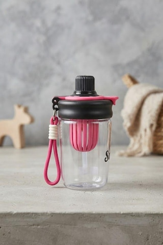Askılı Pipetli Sızdırmaz Meyve Hazneli Suluk 600 Ml Siyah