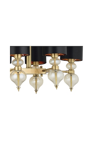 Lampaluce Dolce Ragazza Şapkalı Klasik Avize Yemek Masası Üzeri 8'li Sarı 100x90cm Eskitme - Siyah