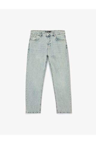 Koton Normal Bel Pamuklu Vintage Straight Jean Pantolon Açık İndigo 6sam40046nd