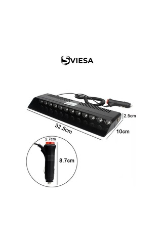 S12 Kırmızı Mavi Beyaz Yanan Cam İçi Led 12 Ledli Vantuzlu Çakmaklık Girişli 12 Volt