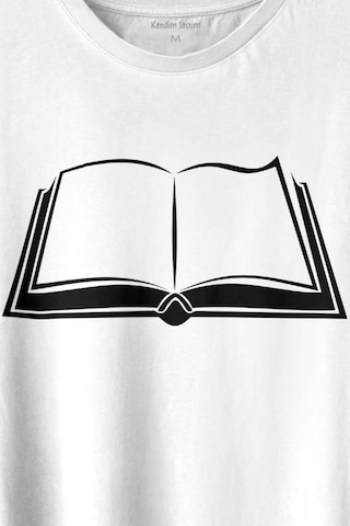 Açık Kitap Sayfası Edebiyat Roman Şiir Şair Adam Baskılı Tişört Unisex T-shirt 001