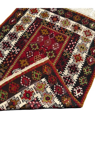 El Dokuma Antika Gömürgen Kilimi 112x150 Kök Boya %100 Yün Kilim