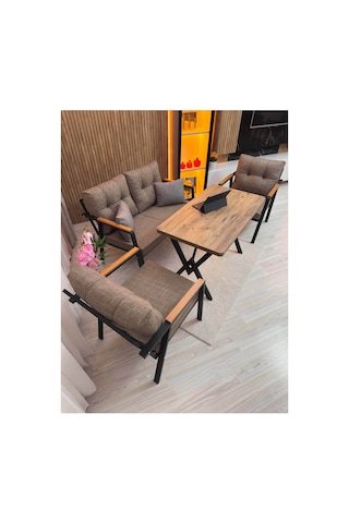 Houseart Balkon ,bahçe , Teras , Cafe ,salon , Metal Kanepe , Metal Kanepe Koltuk ,oturma Takımı 2-1-1 , Yemek Masası , Orta Masa Cappuccino
