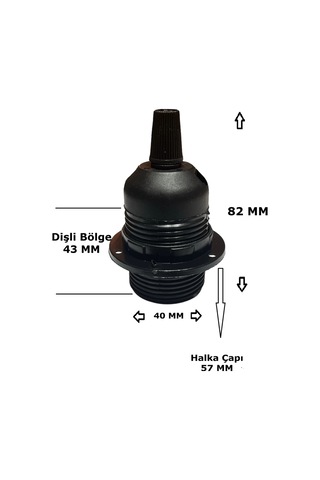 İtalyan Tip E27 Tam Dişli Duy Vidasız Geçmeli Bakalit Siyah 250v-4a 5 Adet