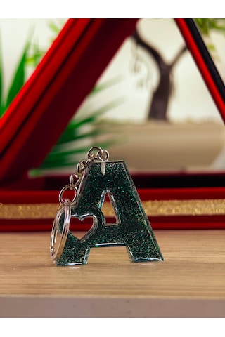 Harfli Anahtarlık Epoksi Kişiye Özel Yapım El Yapımı Harf Anahtarlık Kalp Model Özel Tasarım Hediyelik Ürün Kalp Desenli Simli Anahtarlık Antik Gümüş