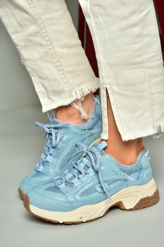 Fox Shoes U312414209 Mavi Kalın Tabanlı Spor Ayakkabı Sneakers Mavi-suni Deri Çok Renkli