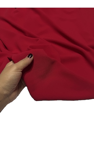 Dökümlü Likralı Kumlu Krep Kumaş 150 Cm En Kırışmaya Dayanıklı, Elbise Ve Giyimlik Kumaş Kırmızı