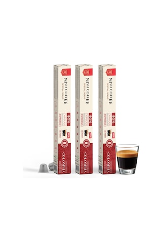 Nish Coffee Single Orijin Kapsül Kahve Colombia Nespresso Uyumlu 3lü Set 30 Kapsül Kapsül Kahve