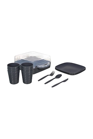 River World Piknik İçin 6 Kişilik Tabak Bardak Ve Servis Seti Plastik Taşıma Çantalı Çok Renkli