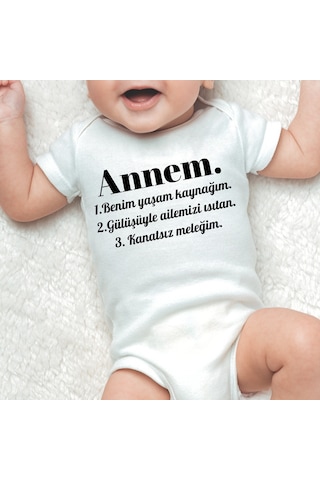 Unisex Bebek Annem Ve Babam Yazılı %100 Organik Pamuk Kısa Kollu Bebek 2li Body Zıbın Beyaz