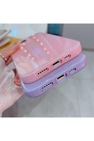 Teknomoda Apple Uyumlu iPhone 13 Kılıf Kamera Korumalı Simli Lüks Işıltılı Silikon