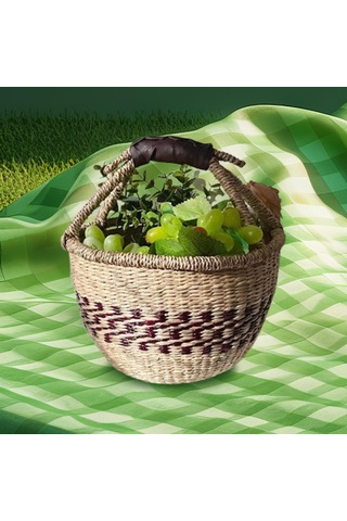 Homyl El Dokuması Piknik Sepeti Açık Seyahat Pazarı Için Kahverengi