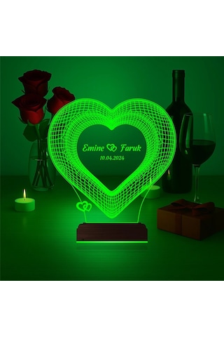 Luvivia Kalp Sevgiliye Hediye Kişiye Özel 3d Lamba - Masa Gece Lambası V30 Şeffaf