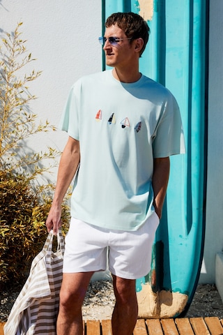 Grimelange BOLICHE Erkek Bisiklet Yaka %100 Organik Pamuklu Oversize Fit Açık Yeşil T-Shirt