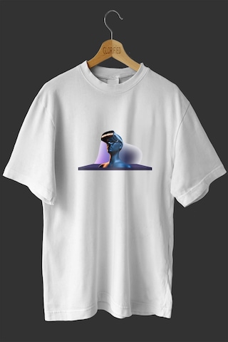 Noıssey -wed Sanal Gerçeklik Metaverse Baskılı Oversize T-shirt Tişört Sokak Tarzı Beyaz