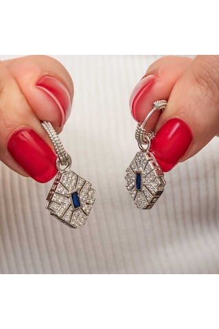 Kenpazar Gümüş Zirkon Taşlı Kadın Küpe Gümüş