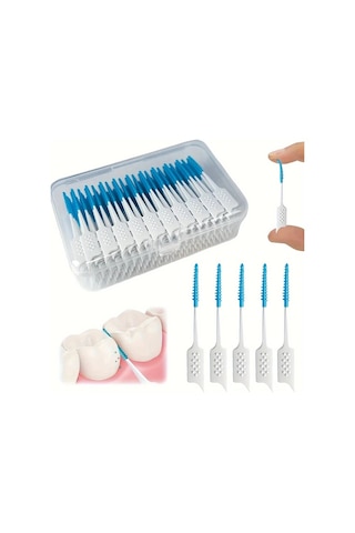 Elmpaly Mentollu Diş İpi Fırçası 400 Adet Mavi 200 Yeşil 200 Diş Arası Fırçası Mini Yumuşak Kauçuk Diş Temizleme Fırçası
