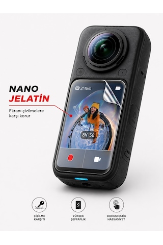 Insta360 X6 Aksiyon Kamera 3 Adet Şeffaf Ekran Koruyucu Nano Jelatin